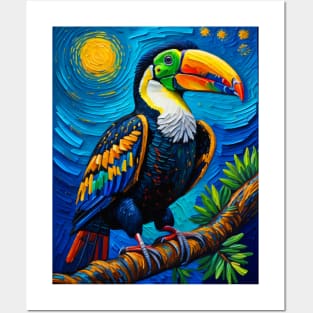 Toco toucan in starry night Posters and Art